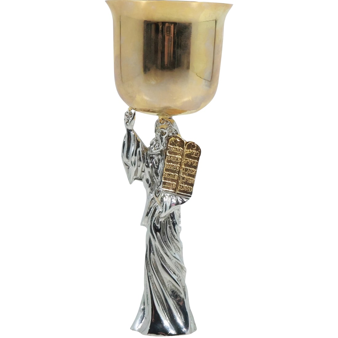 Silver with Gold Wash Rabbi Holding Torah Figurative Chalice 8.75 in. height x 2.75 in. wide: Silver with Gold Wash Rabbi Holding Torah Figurative Chalice 8.75 in. height x 2.75 in. wide. size: 8.75x2.75 L3