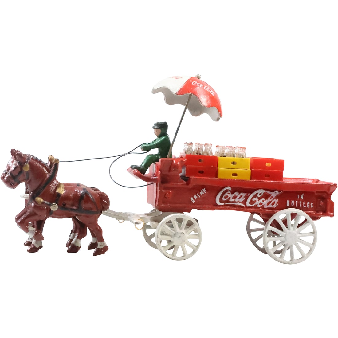 Novelty Cast Iron Toy Coca-Cola Horse Drawn Delivery Wagon 14.5 in. length (1 of 20)