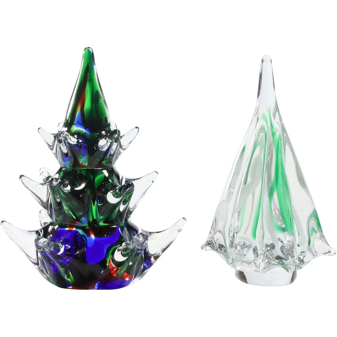 [2] Murano Italian Art Glass Christmas TREE Sculptures 6 in. and 6.25 in. heights (1 of 15)