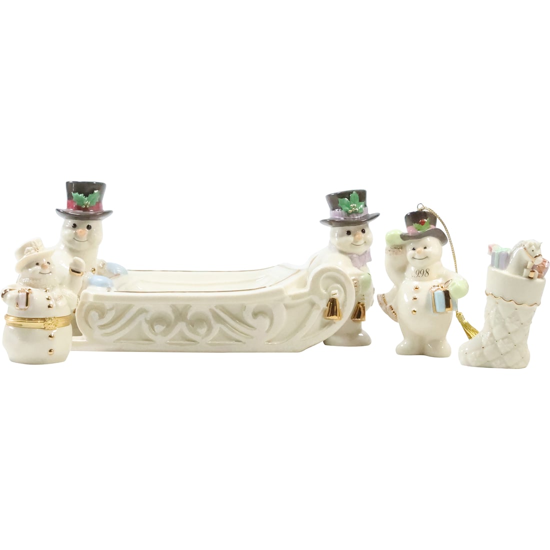 [4] Assorted LENOX Fine Porcelain Christmas Holiday Snowman Figures, Stocking (1 of 20)