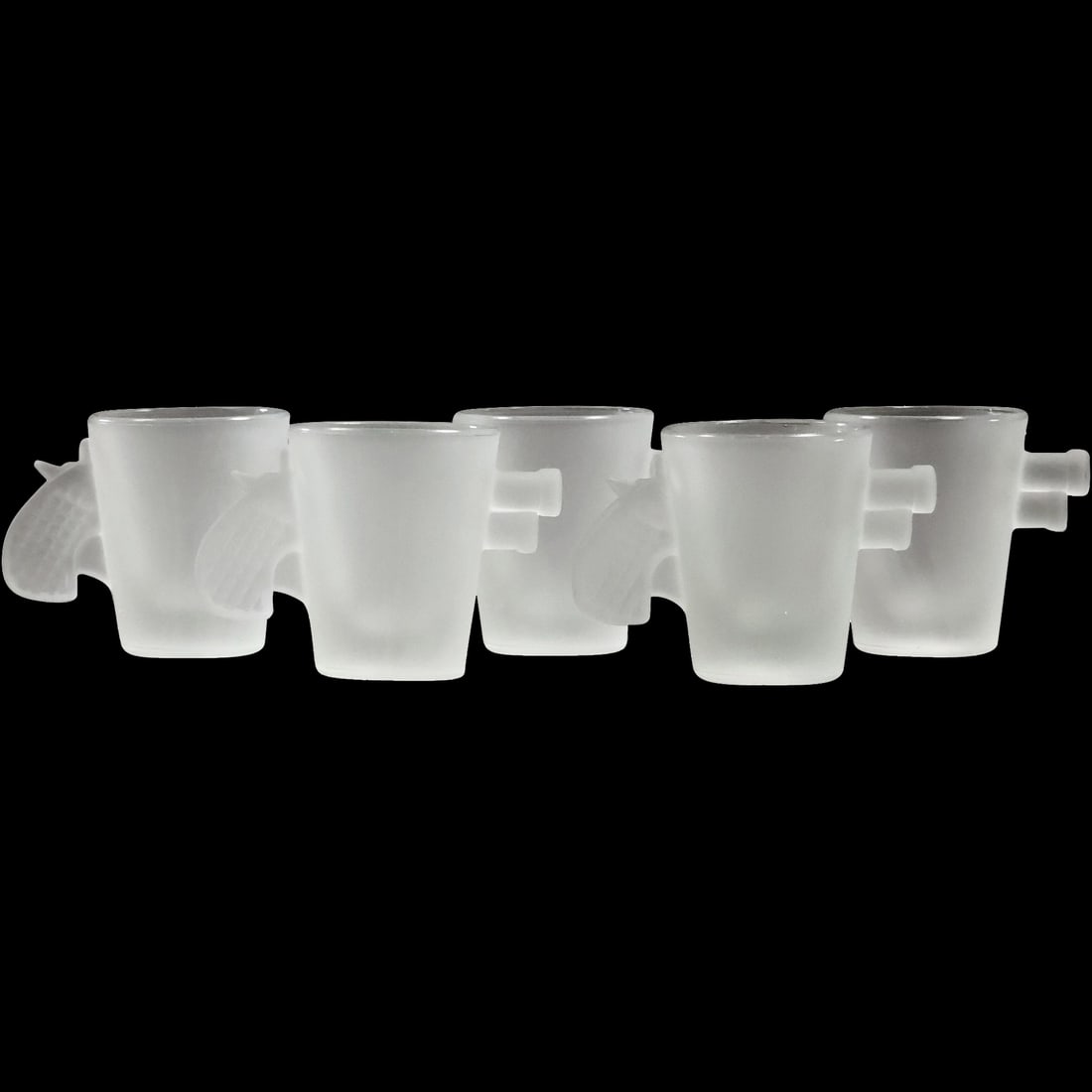 [5] "PISTOL" Figurative Satin Glass Liquor Shot Glasses: [5] "PISTOL" Figurative Satin Glass Liquor Shot Glasses. size: 2.25 x 3.25 x 2 J-4