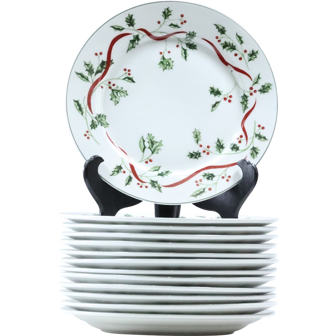 [13] Totally Today Porcelain Holiday Christmas Dinner Plates 10 in. dia., Holly Berry Border: [13] Totally Today Porcelain Holiday Christmas Dinner Plates 10 in. dia., Holly Berry Border. size: 1 x 10 A-4