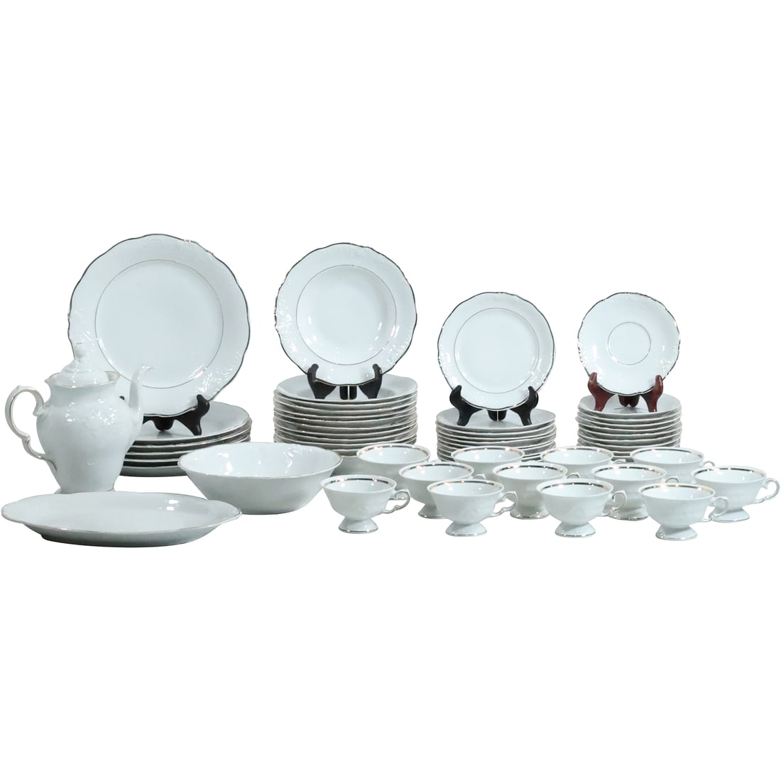 56 Pieces WAWEL POLAND Fine Porcelain Dinnerware White with Gold Rims (1 of 20)