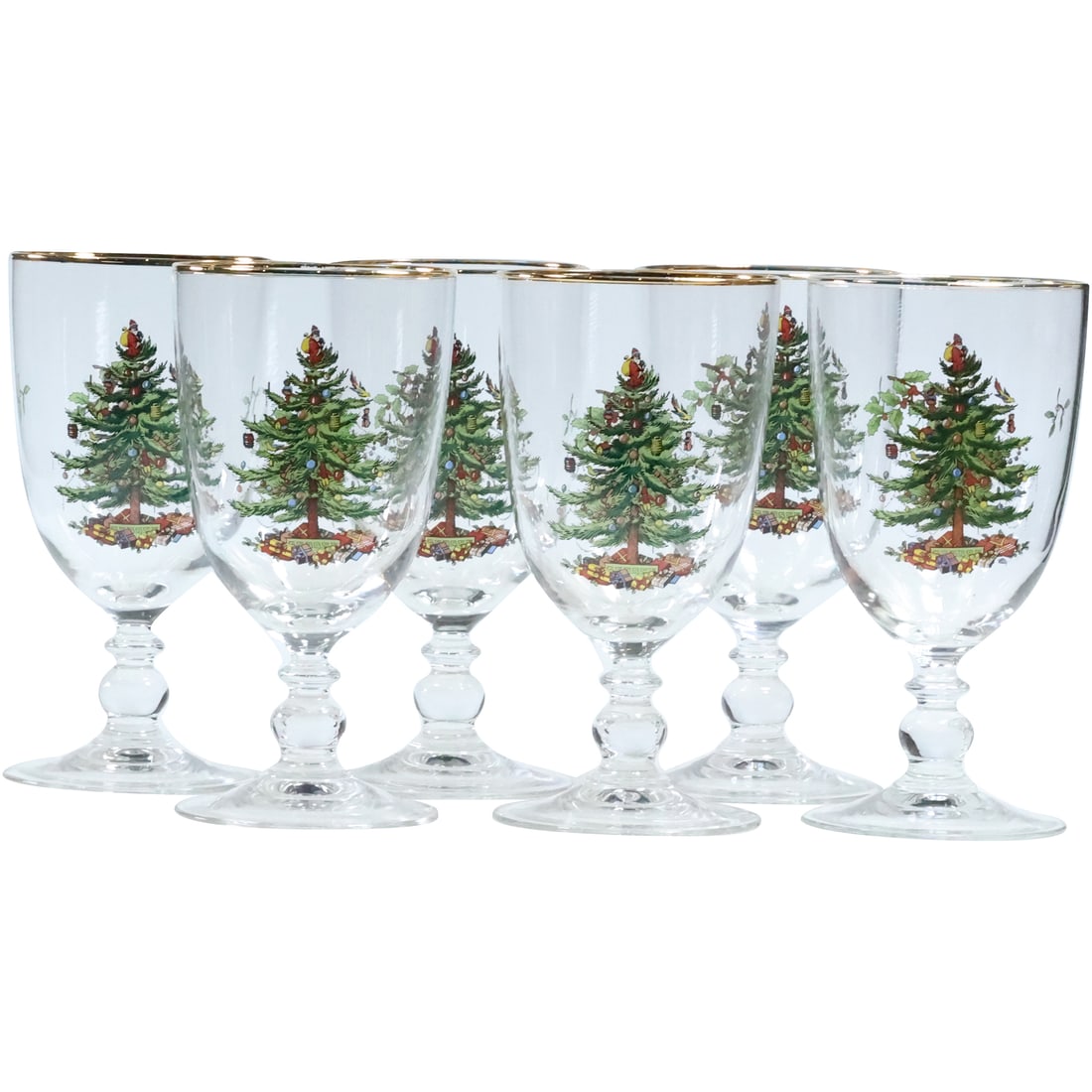 [3] Holiday "Christmas Tree" Crystal Glass Stem Goblets Barware: [3] Holiday "Christmas Tree" Crystal Glass Stem Goblets Barware. size: 7 x 3.75 - see Crystal Glass pictures for damage E-3