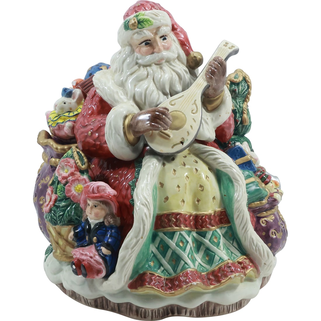 Fitz and Floyd Ceramic Cookie Jar Santa Figure Playing a Mandolin 10.5 in. height x 9 in. wide (1 of 20)