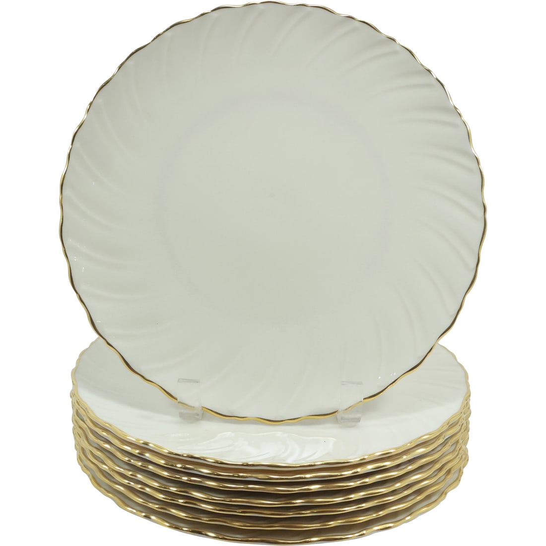 [8] LAURENT by LENOX Fine Porcelain Dinner Plates Gold Rims 10.5 in. diameter (1 of 17)