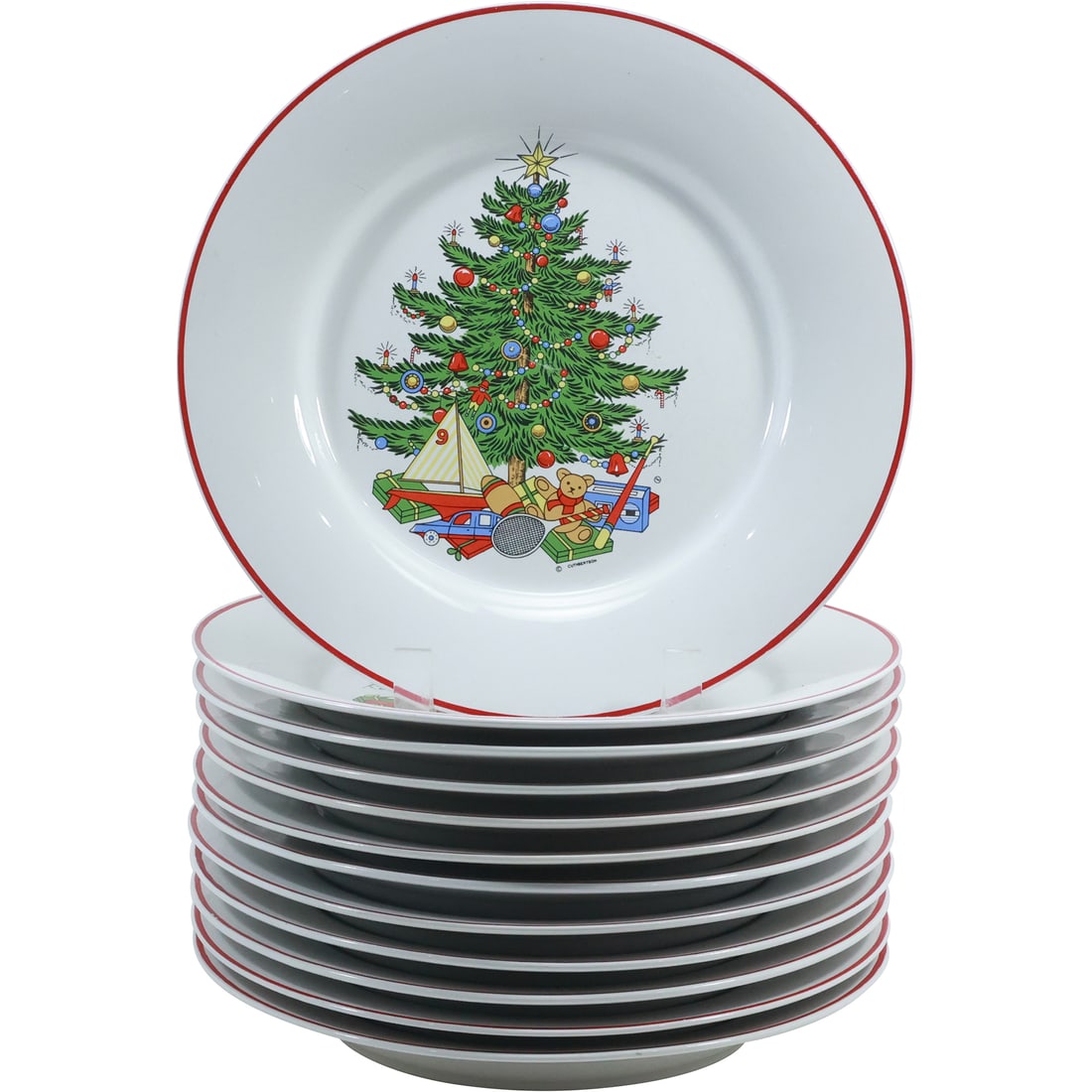 12 Cuthbertson "American Christmas Tree" Porcelain Dinner Plates 10.5 in. diameter (1 of 20)