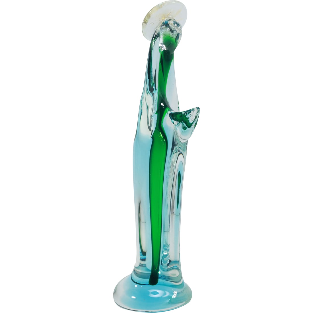Tall Murano Italian Art Glass Blue and Green Angel Figure 10.5 in. height: Tall Murano Italian Art Glass Blue and Green Angel Figure 10.5 in. height. size: 10.5x2.75 L3