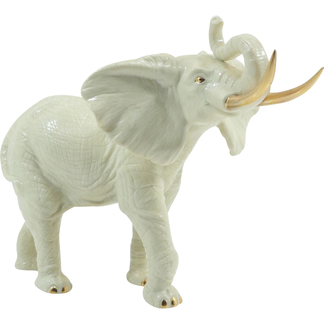 LENOX Fine Porcelain Elephant Figure with Gold Gilt Tusks 7,25 inches height x  9 inches length (1 of 16)