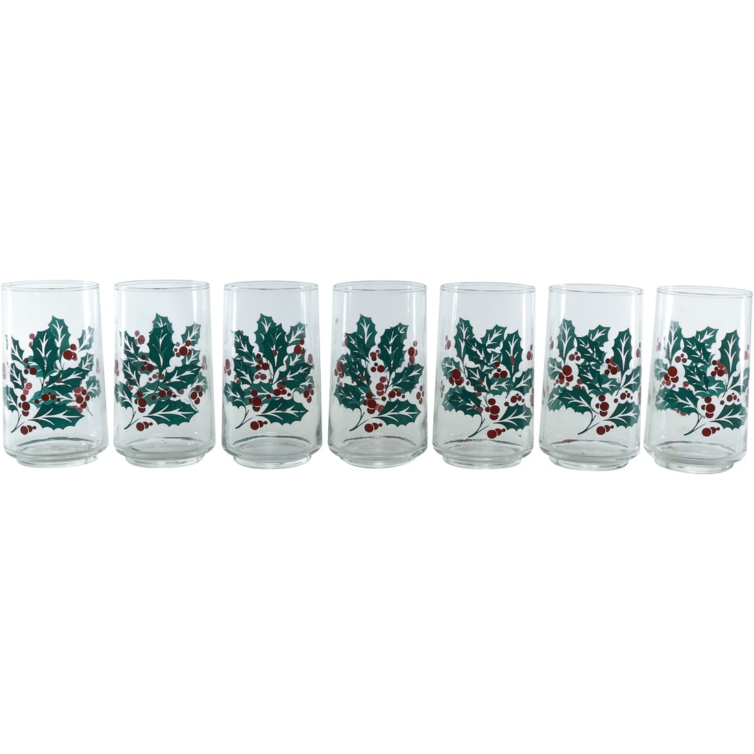 [7] Holly Berry Christmas Drinking Glasses - Barware: [7] Holly Berry Christmas Drinking Glasses - Barware. size: 5x2.75 A3