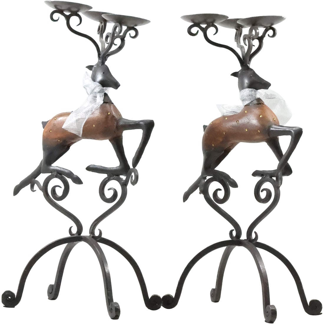 [2] Tall Metal Decorative DEER Figurative Triple Candle Holders 20.75 inches height (1 of 20)