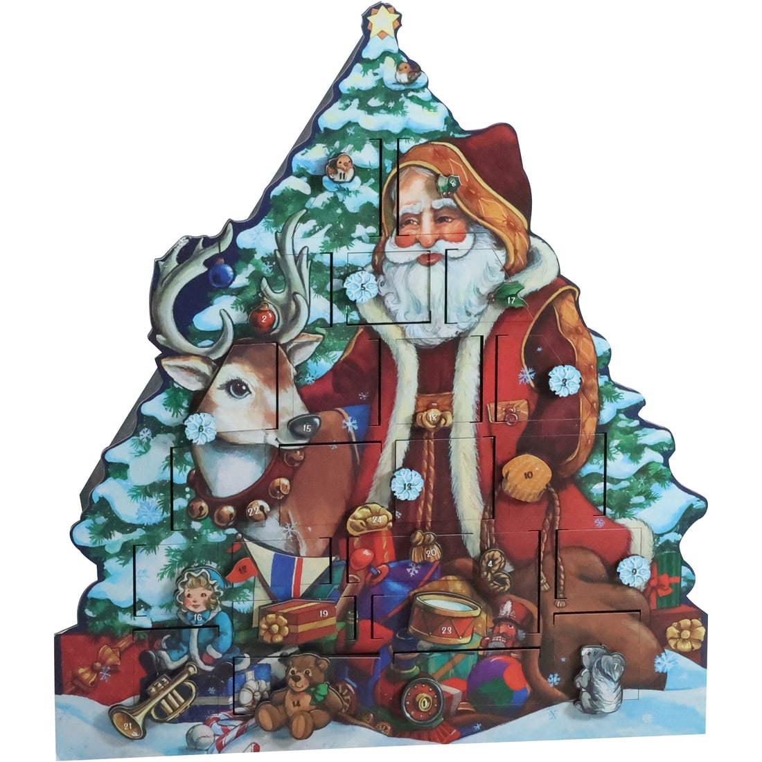 Christmas Holiday Traditions Wooden Advent Calendar 19.5 in. height x 18 in. (1 of 19)