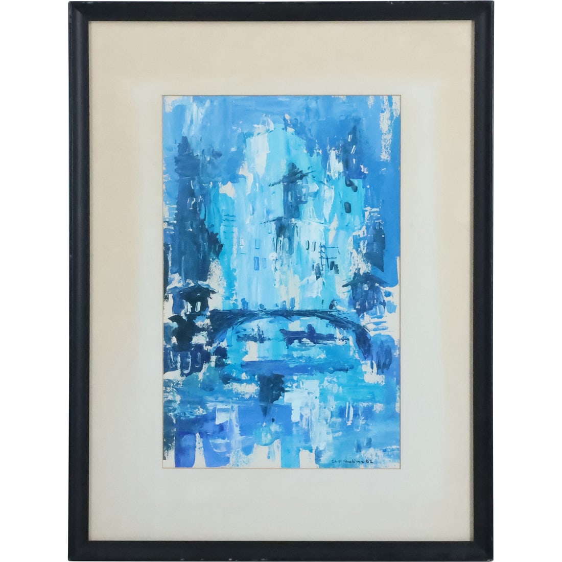 Paulina 1963, Oil Painting, Blue Abstract, Framed (1 of 20)