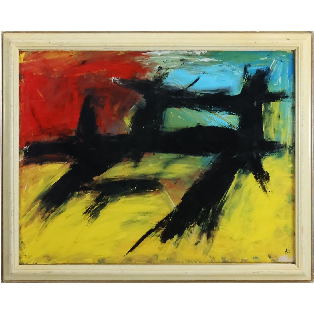 Thomas Pulgini, American, Oil Painting Black Lines on Multi Colors after Kline (1 of 20)