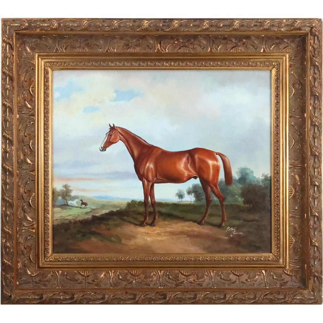 Peter Tanner, 20th C. Oil Painting on Canvas Horse in a Landscape, Framed (1 of 20)