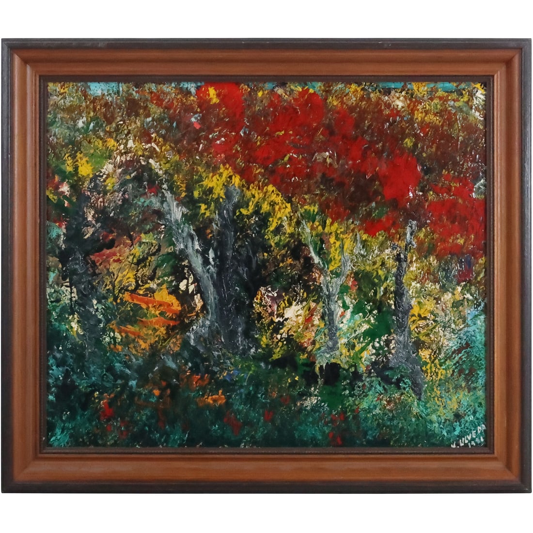 V Lilveda, Vintage Oil Painting Abstract, Signed, Framed: V Lilveda, Vintage Oil Painting Abstract, Signed, Framed. size: 20 x 24, 24.25 x 28.25 outside frame