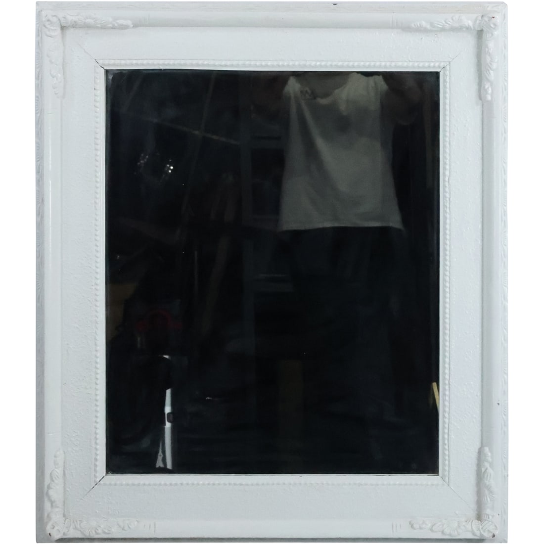 Vintage Painted White Wood Framed Wall Mirror (1 of 20)