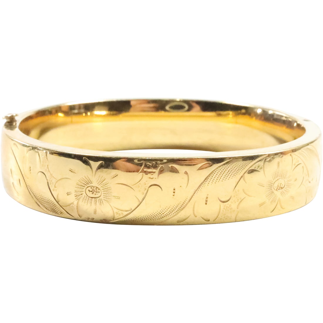 12K GF S. Winard Etched Bangle Bracelet 2 1/2 in. x 2 3/8 in. x 1/2 in. (1 of 17)