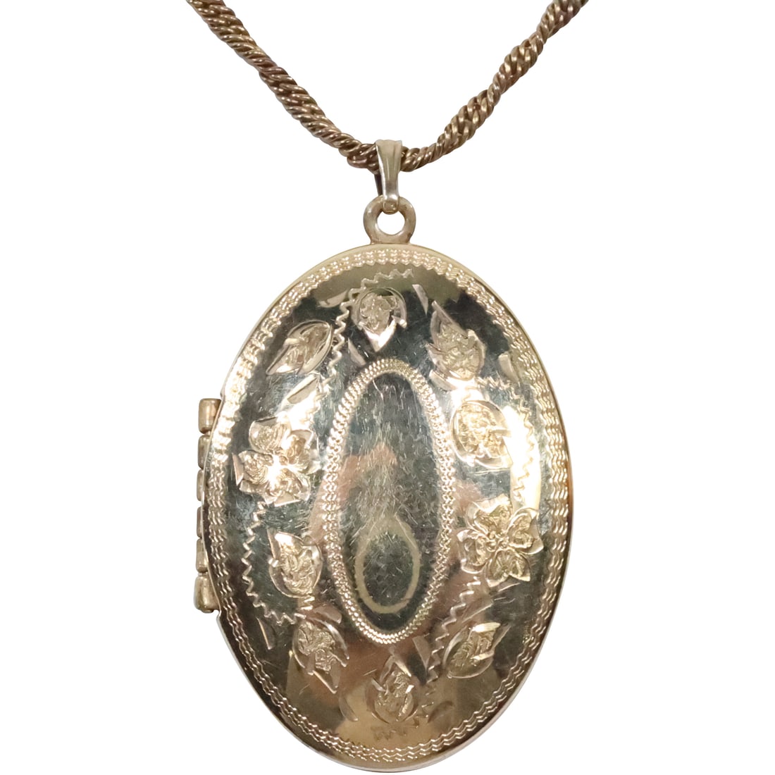 12K GF Locket Victorian Necklace on a 14K GF 24 inch Rope Chain: 12K GF Locket 1 5/8 in. x 1 in. Victorian Necklace on a 14K GF 24 inch Rope Chain