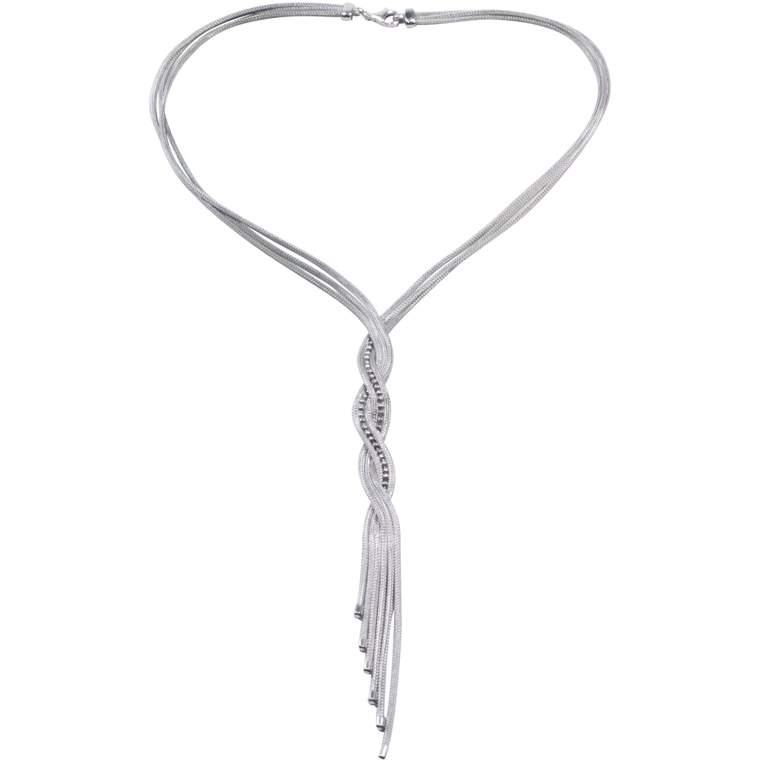 .925 Sterling Silver Italy 6-Strand Rope Designs Braided into One Cascading Drop Necklace 18 in.: .925 Sterling Silver Italy 6-Strand Rope Designs Braided into One Cascading Drop Necklace 18 in. x 6 in. x 1/2 in.