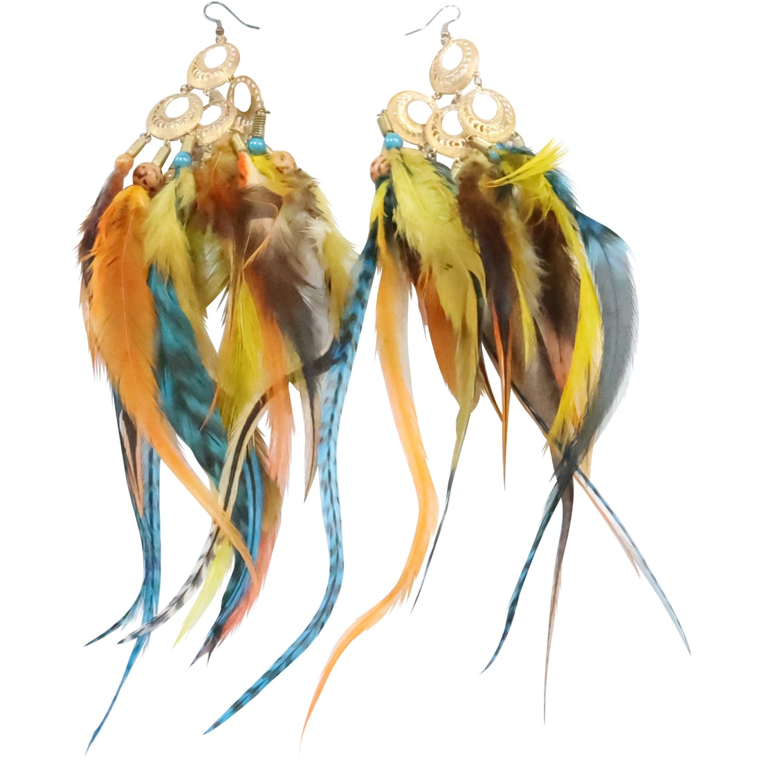 9 Dangling Feathers - American Indian - All Natural Parrot Feathers 9 in. x 2 in.: 9 Dangling Feathers - American Indian - All Natural Parrot Feathers 9 in. x 2 in.