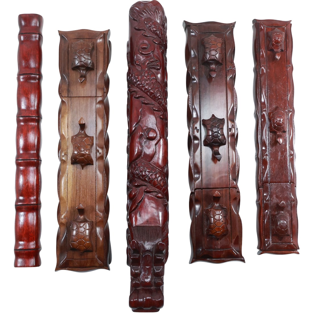 [5] Assorted Carved Wood Chopstick Box Containers - with Chopsticks (1 of 18)