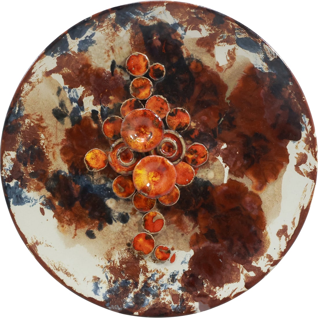 Round Art Pottery Sculptured Wall Hanging Charger 14.25 inches diameter (1 of 18)