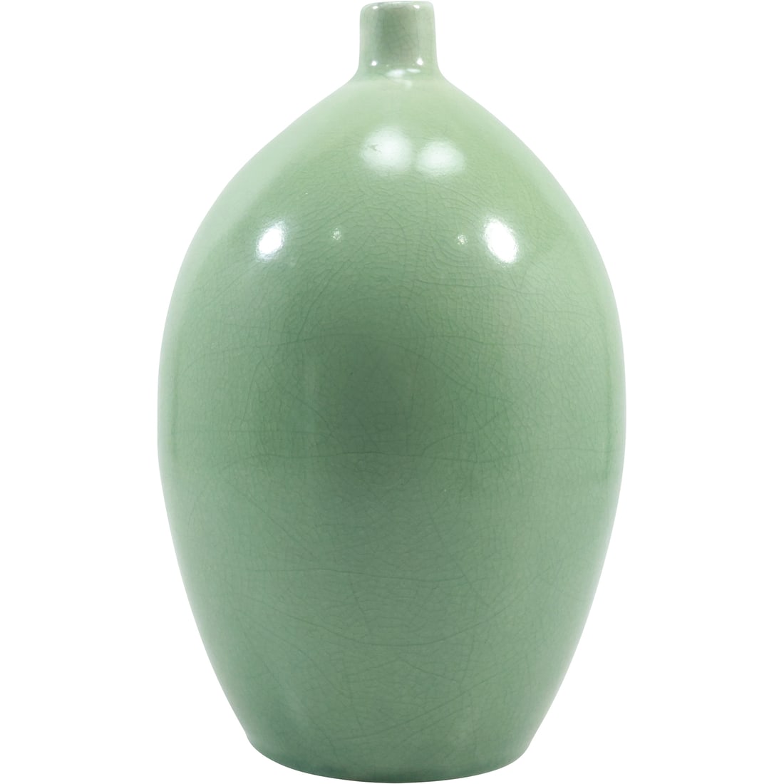 Tall Green Celadon Porcelain Melon Shaped Vase 12 inches height x 6.5 in. wide (1 of 18)