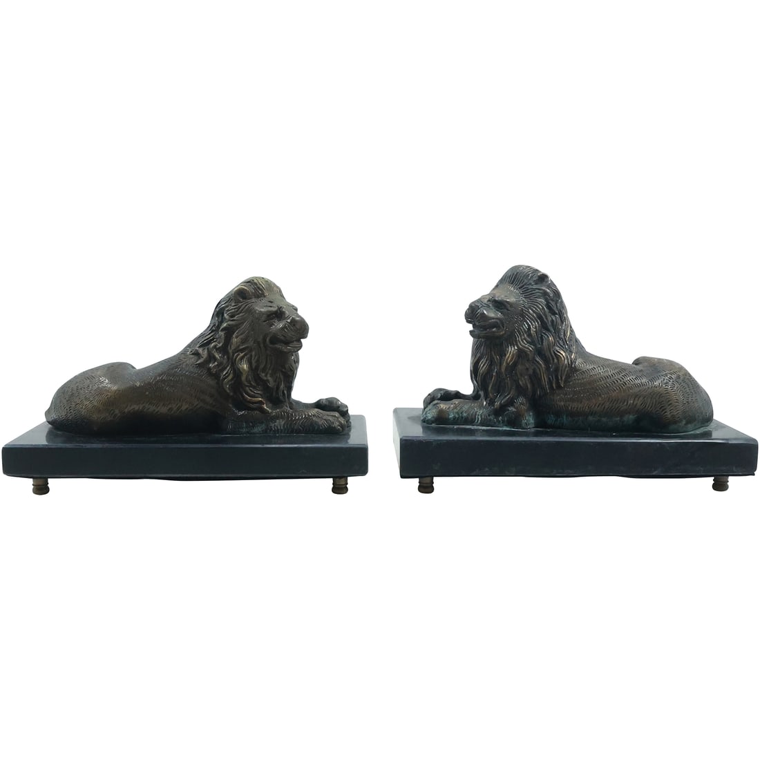 [2] Reclining LION Statue Figure Bookends in Bronze Patina Finish - Bombay (1 of 18)