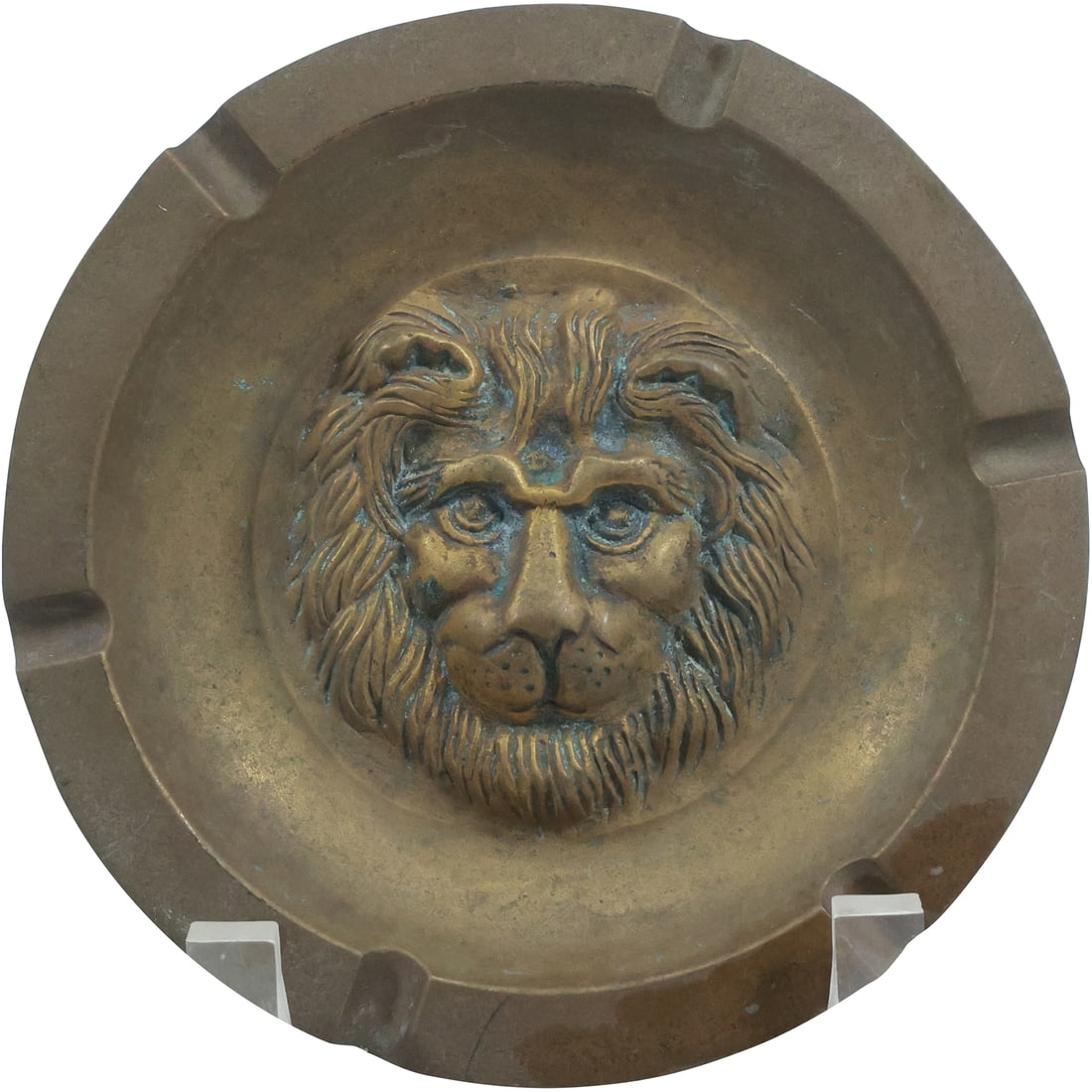 Antique Brass Lion  Head Ashtray, Original Patina, 6.75 in. diameter (1 of 15)