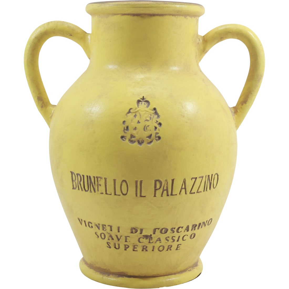 Brunello Il Palazzino, Yellow Glazed Pottery Urn Vessel with Handles 12 in. height x 10 in. wide (1 of 17)