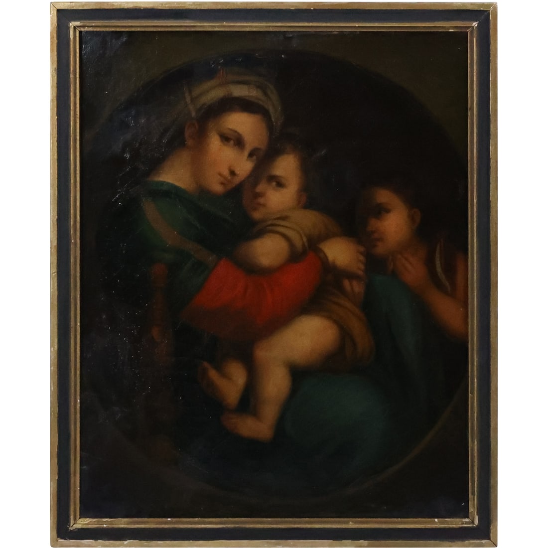 19th C. Fine Quality Oil Painting Copy of Raphael "Madonna and Child" (1 of 20)