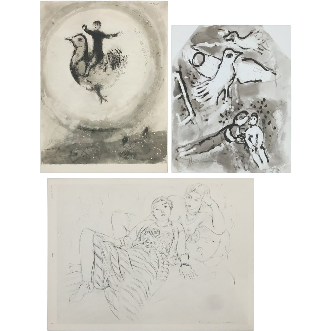[3] Assorted Vintage Lithographs 2 Marc Chagall [signed] and 1 Henri Matisse (1 of 20)