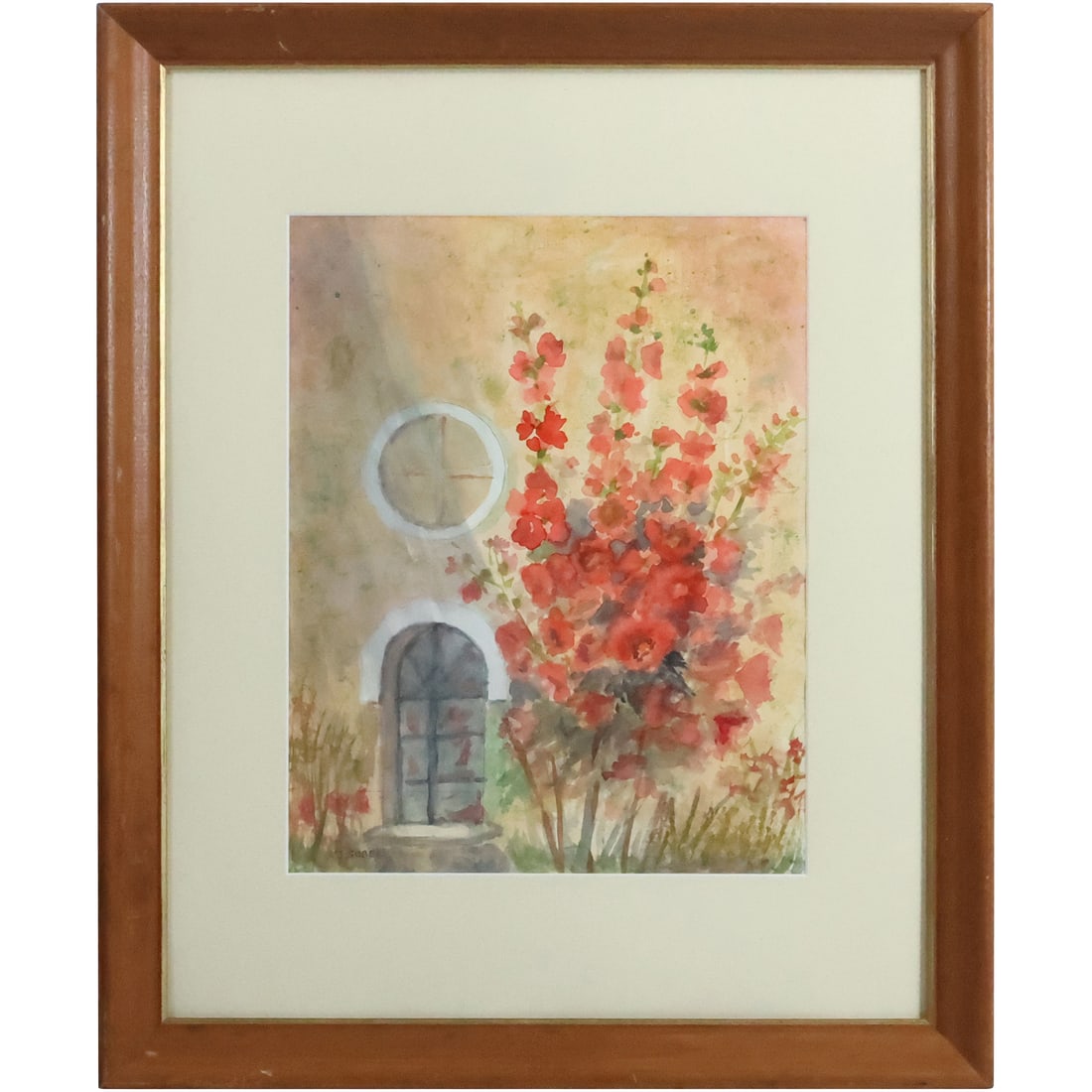 Jehudith [Judyta] Sobel, 1924-2012 Polish artist with Jewish roots, Watercolor Painting "Hollyhocks" (1 of 20)