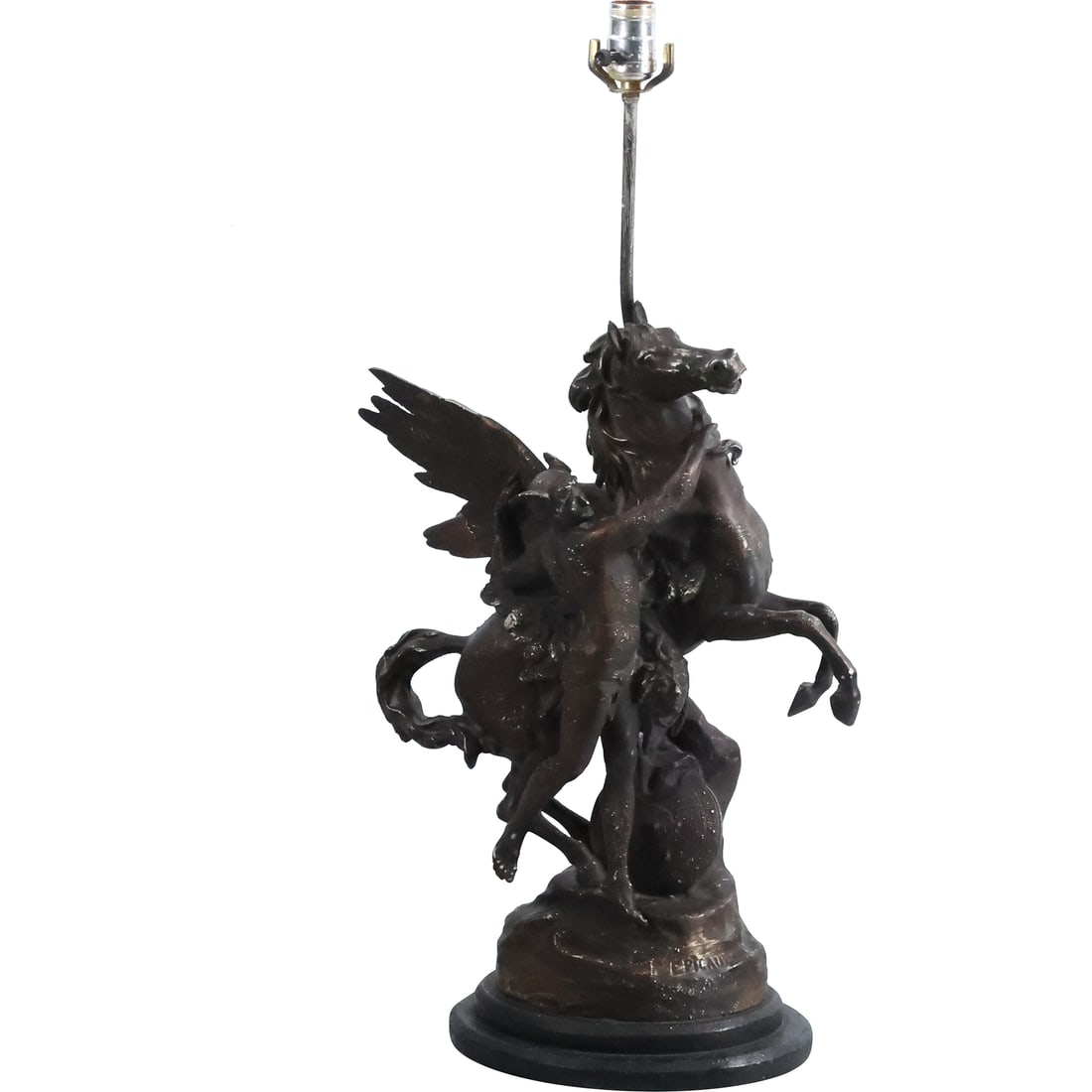 Emile Louis Picault (1833 - 1915 France] Cast Metal Spelter Mercury and Pegasus Figure Lamp (1 of 20)