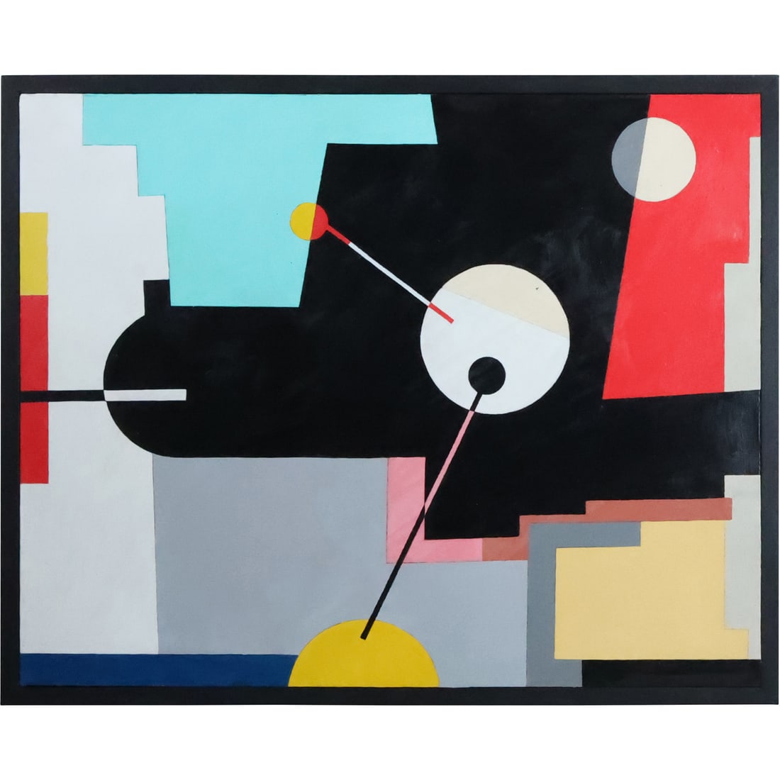 Steven Jennis, American, Oil Painting Colorful Abstract Shapes, Signed, Framed (1 of 19)