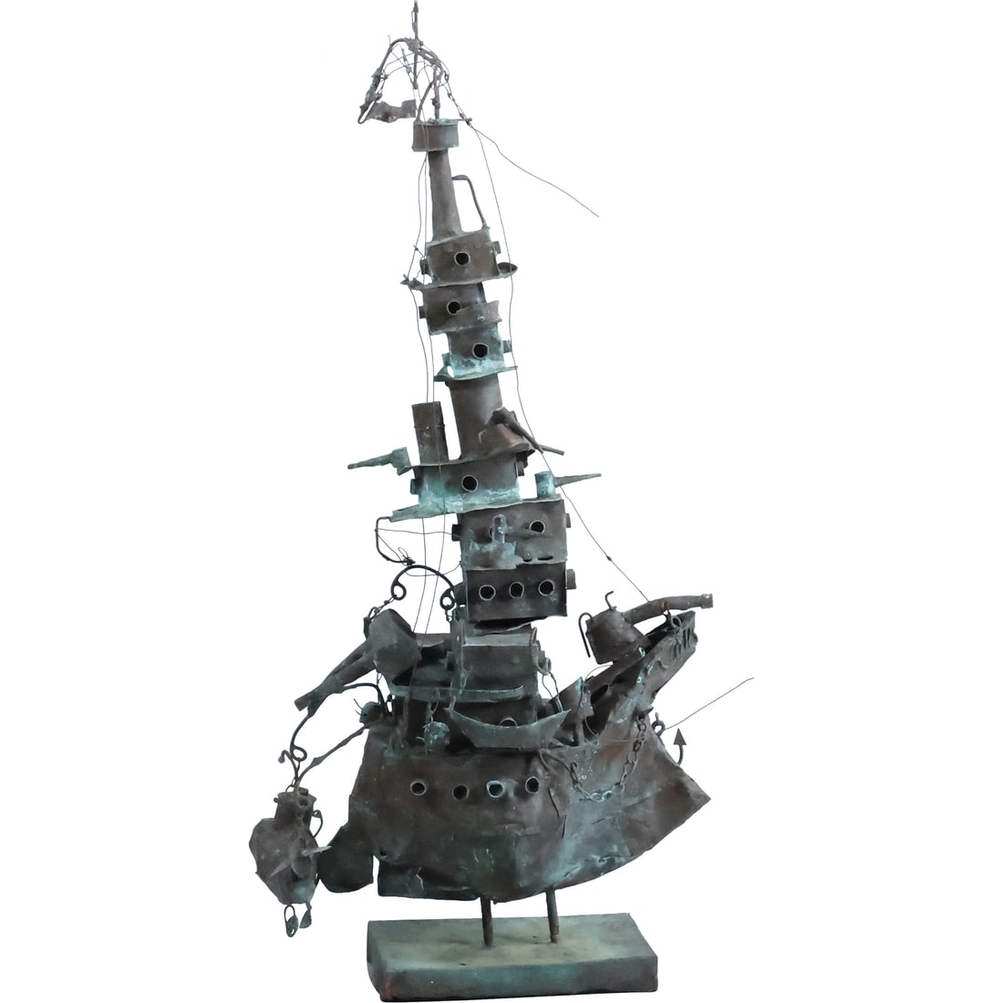 Brutalist Copper Sculpture of a Sunken Ship 25.5 inches height, Mid-Century Modern, Vintage (1 of 20)