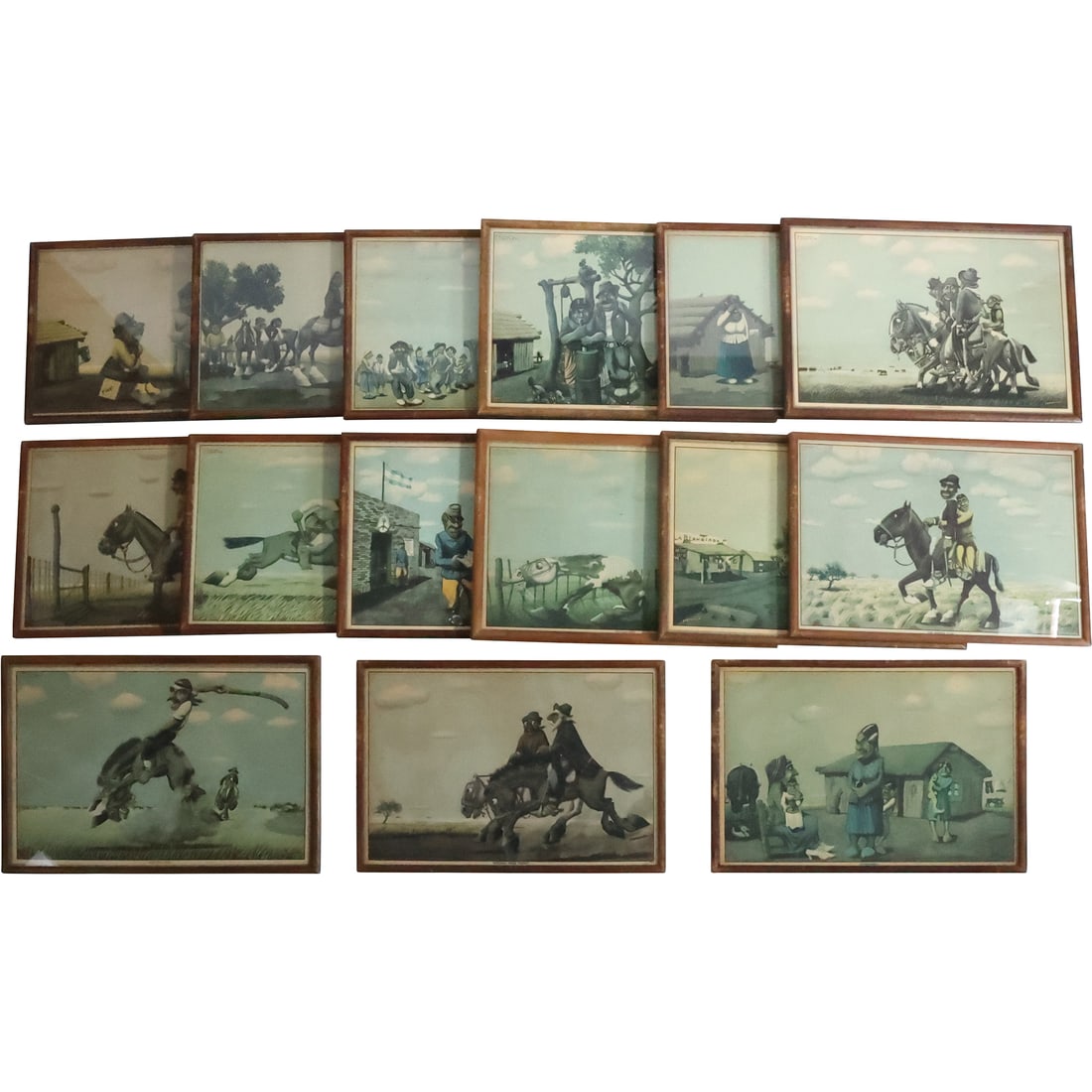 [15] Framed Lithographs Series by F Molina Campos 1891-1959 Argentina (1 of 19)