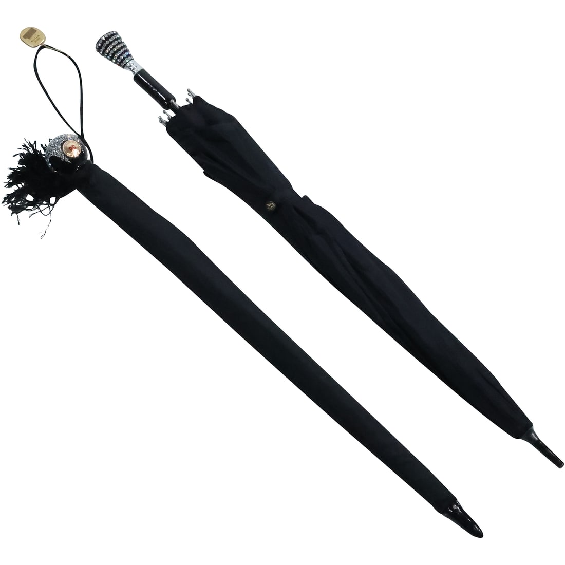[2] Vintage Black Umbrellas: [2] Vintage Black Umbrellas. size: (18.75in long), (20.75in long)