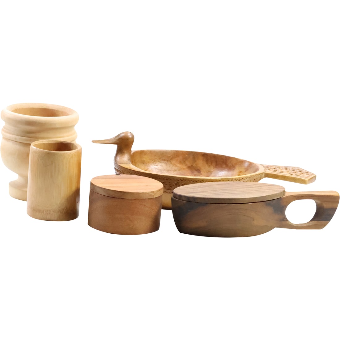 [5] Assorted Mid-Century Modern Teakwood Bowls, Containers, Nappy (1 of 20)