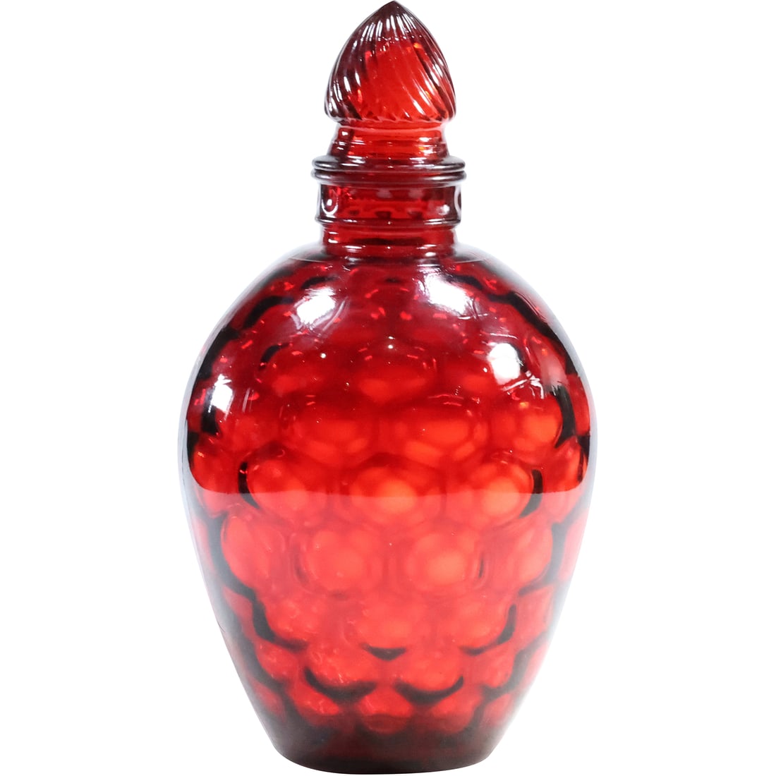 Ruby Red Wheaton Honeycomb Optic Decanter Bottle & Stopper 10.5 in. height (1 of 19)