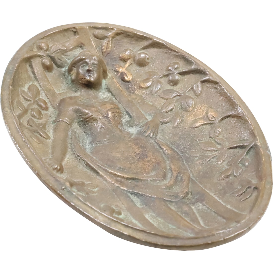 Naughty Nellie Art Nouveau Style Cast Bronze Trinket Tray 4 in. x  5.75 in. (1 of 13)