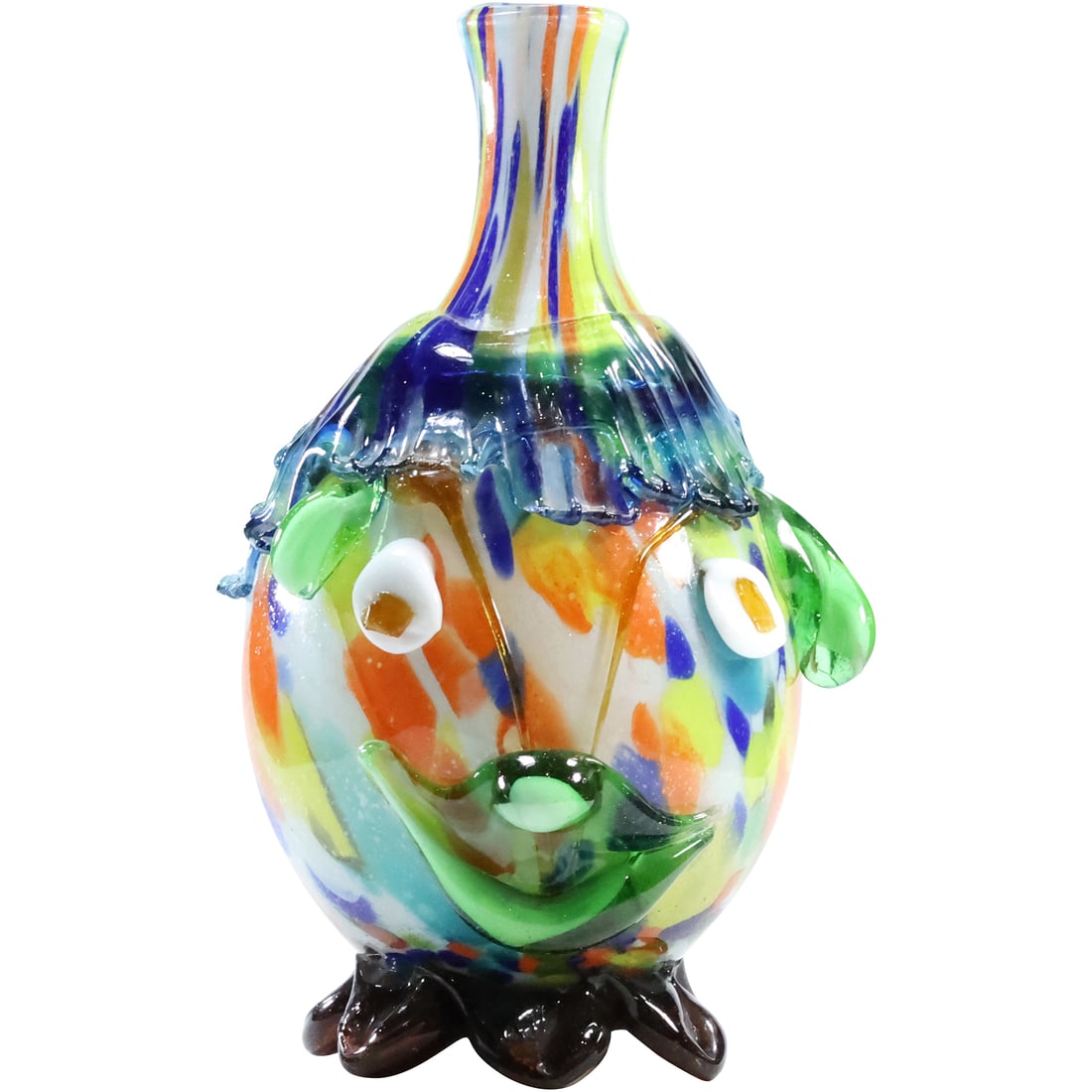 Unique Rainbow Colors Art Glass FACE -HEAD VASE 12.5 inches height x 7.5 in. wide (1 of 19)