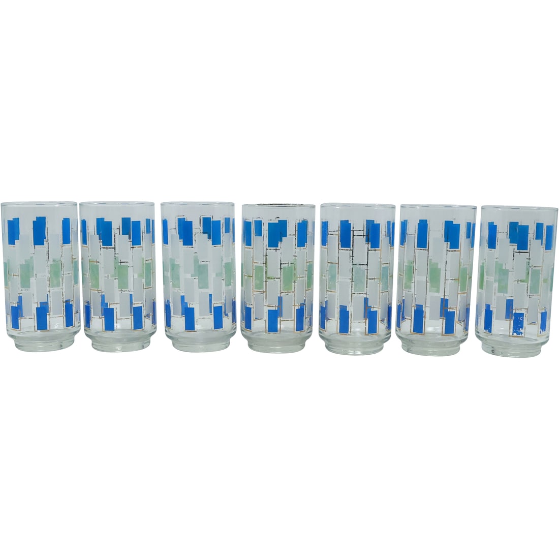 Mid Century Libbey Nordic Cocktail Barware Glasses Blue Green Gold: Mid Century Libbey Nordic Cocktail Barware Glasses Blue Green Gold size: 5.75x2.75