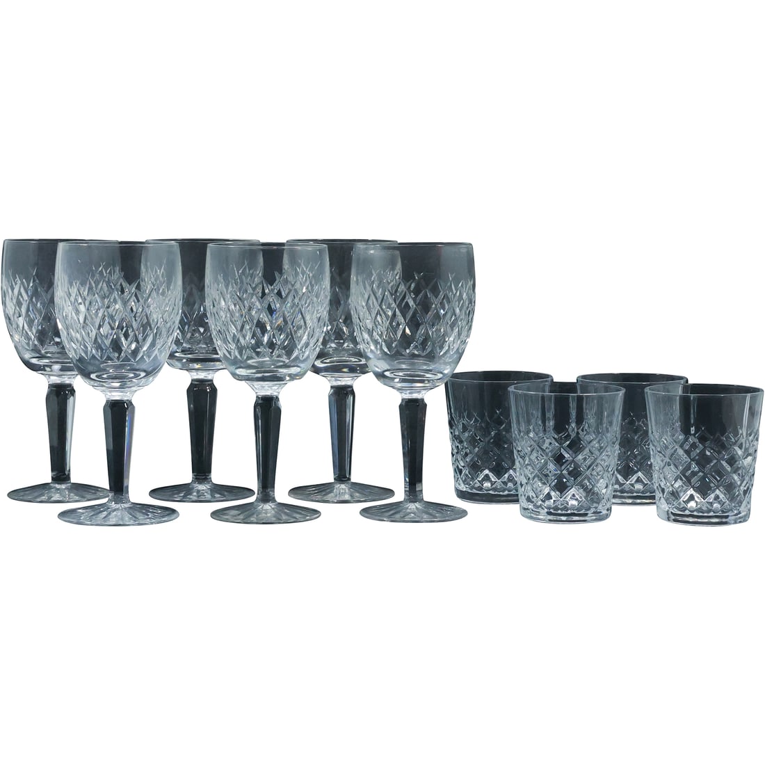 [10] Waterford Crystal Glass 6 Wine Stemware and 4 Cocktail Glasses: [10] Waterford Crystal Glass 6 Wine Stemware and 4 Cocktail Glasses. size: 3.5x3 (4x glasses), 7x3 (6x stem glasses)