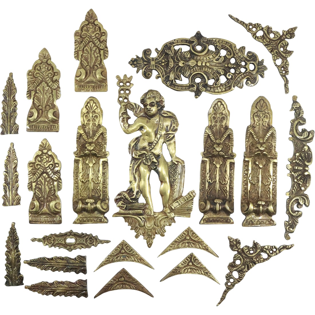21 Pieces of Assorted Brass Architectural Hardware, Elements, Figures - Original Patina (1 of 20)