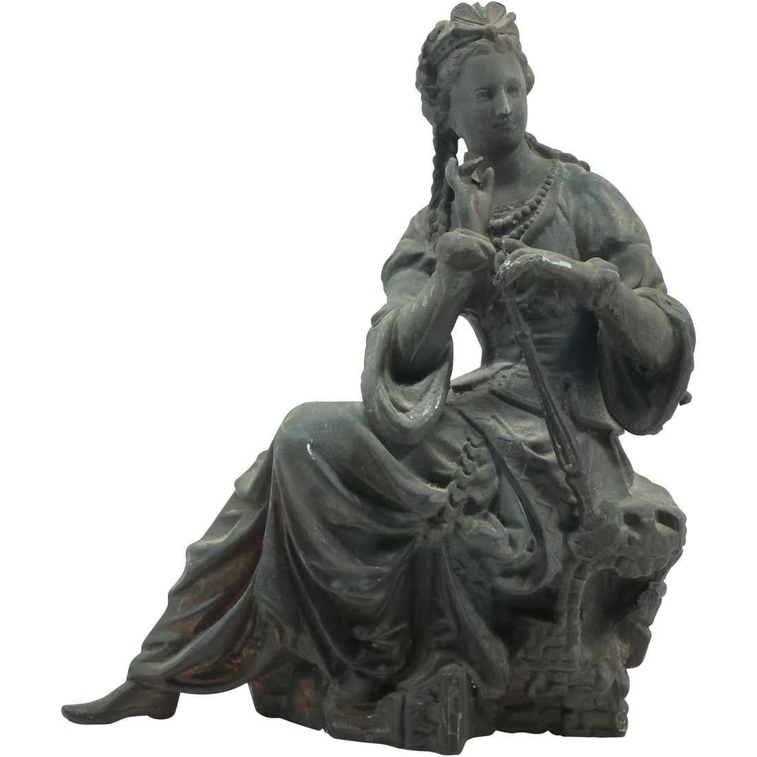 1980's Spelter Pot Metal Lady Statue Muse (1 of 18)