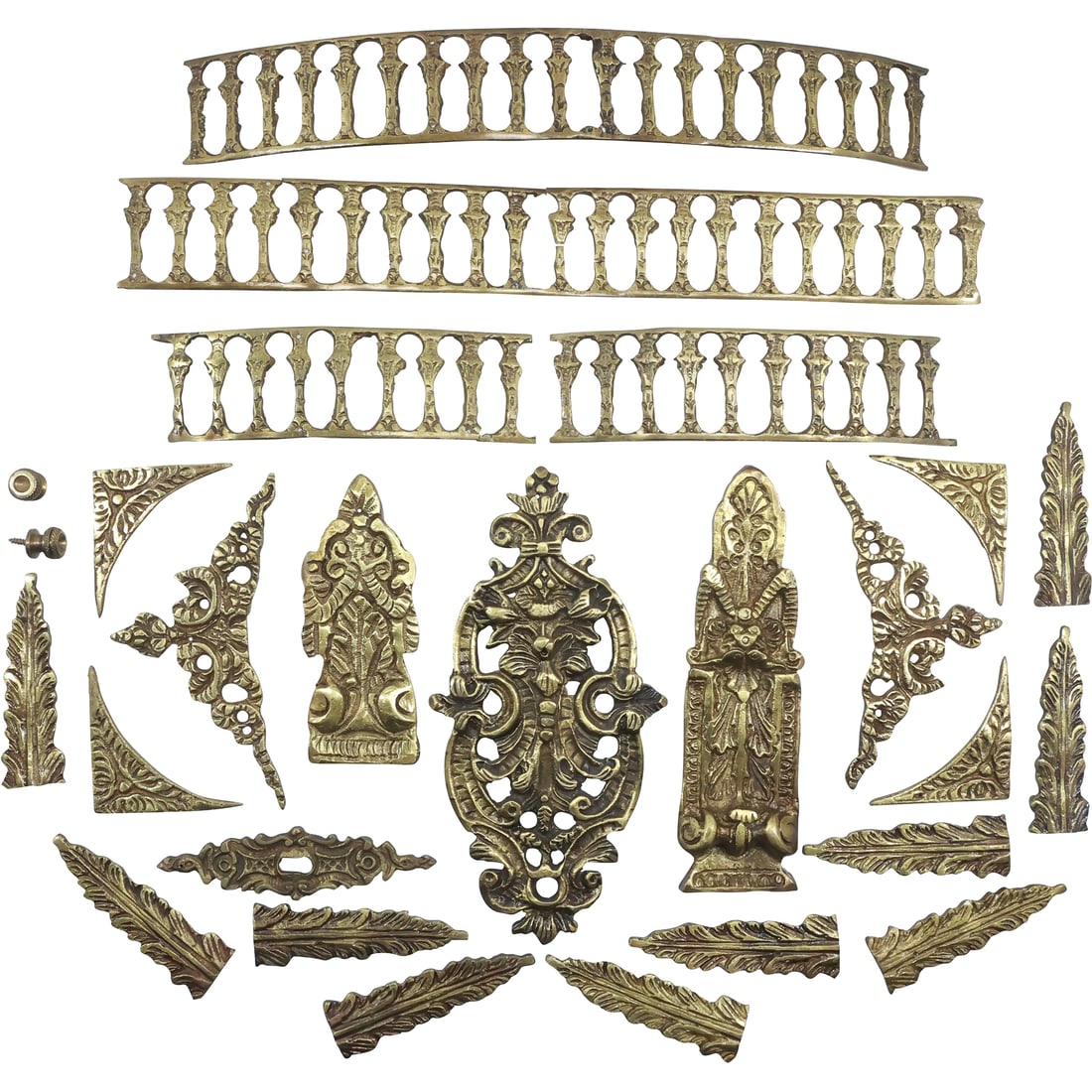26 Pieces Assorted Brass Architectural Hardware and Elements - Original Patina (1 of 15)