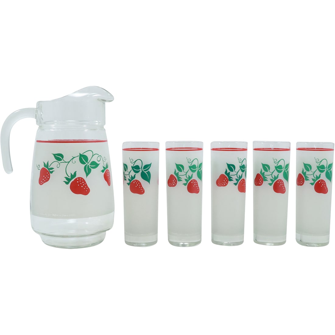 Signed Vintage French Teleflora Strawberry Glass and Pitcher Set (1 of 20)