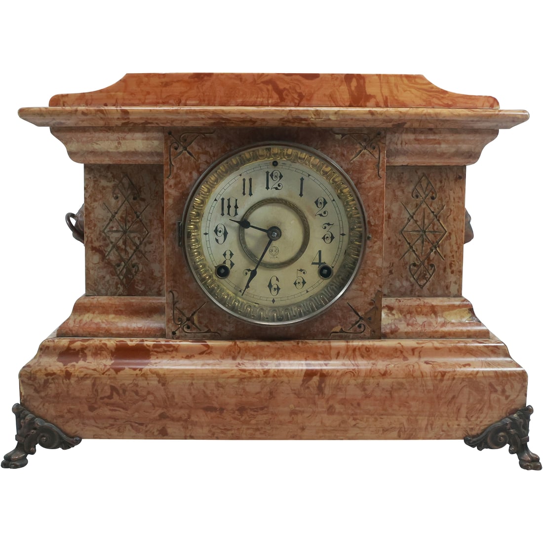 Antique SETH THOMAS Faux Marble Finish Wood Case Mantle Clock 16.5 in. length (1 of 20)